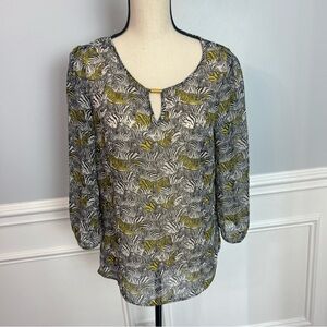 Banana Republic Sheer Zebra Print 3/4 Sleeve Blouse Size Medium
